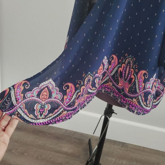 LA Hearts Women's Kimono One Size Blue Pink Paisley Cover-up Lightweight - Picture 4 of 6